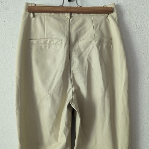 PrettyLittleThing Faux Leather Cream Pnats - Picture 8 of 10